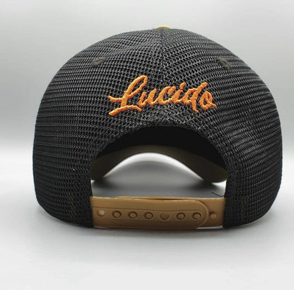 KHAKI AND SUNBURNT ORANGE  TRUCKER CAP - Lucido Clothing