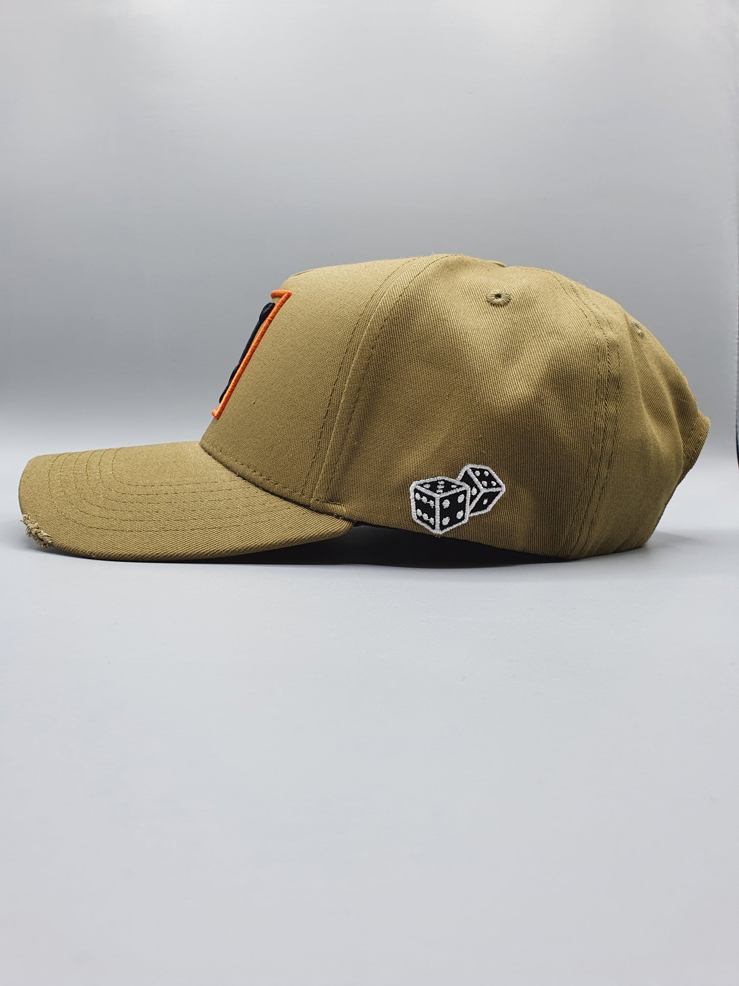 KHAKI AND SUNBURNT ORANGE DISTRESSED BASEBALL CAP - Lucido Clothing