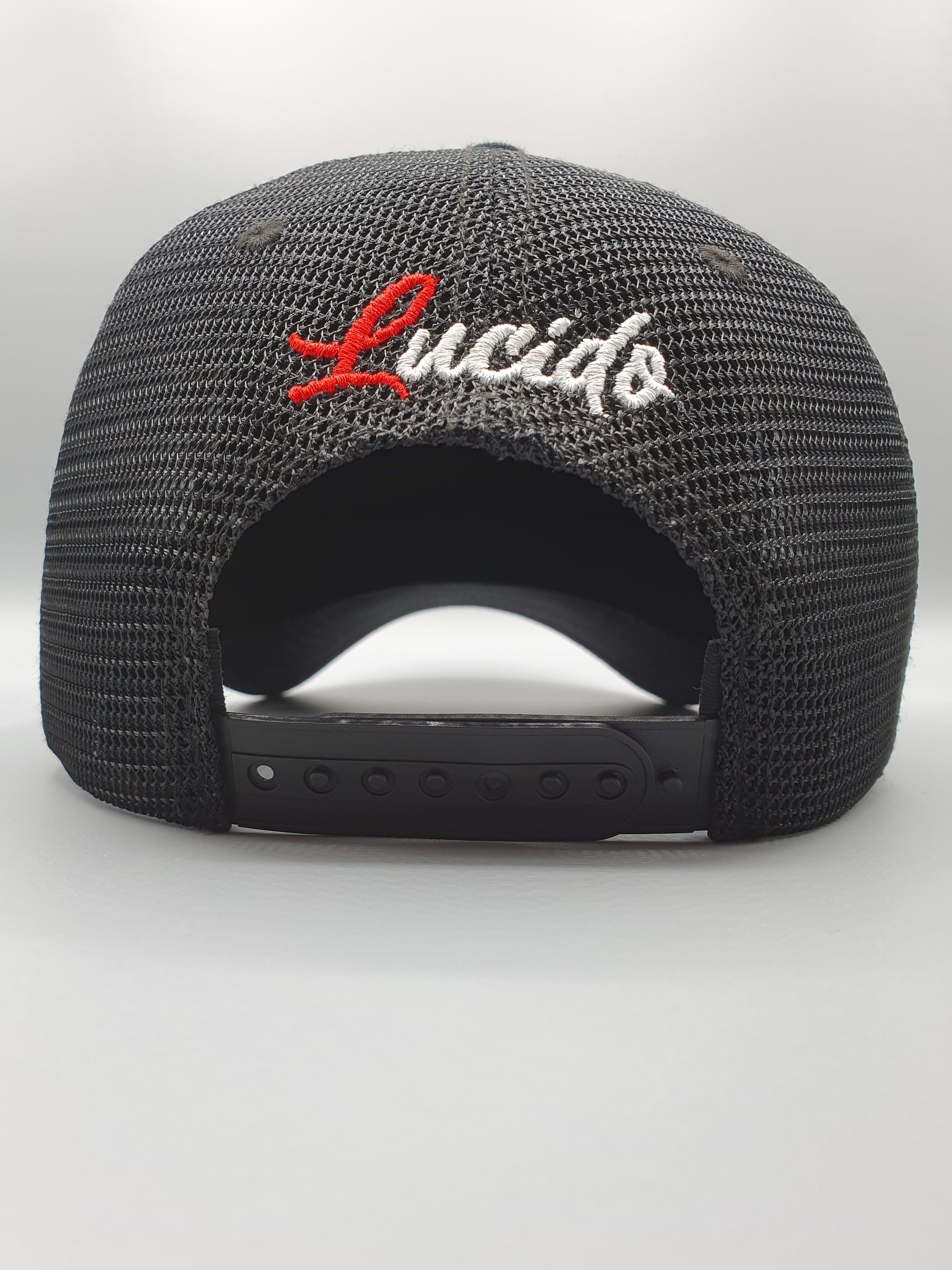 ONYX BLACK AND RED TRUCKER CAP - Lucido Clothing