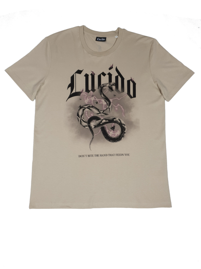 SAND ORGANIC TSHIRT (DONT BITE THE HAND THAT FEEDS YOU) - Lucido Clothing